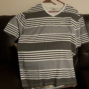 Ecko Unltd Grey Stripe V Neck T-Shirt XXL